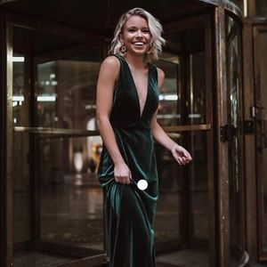 BHLDN- JENNY YOON collection. “Logan Velvet Dress” in emerald green. Size 0